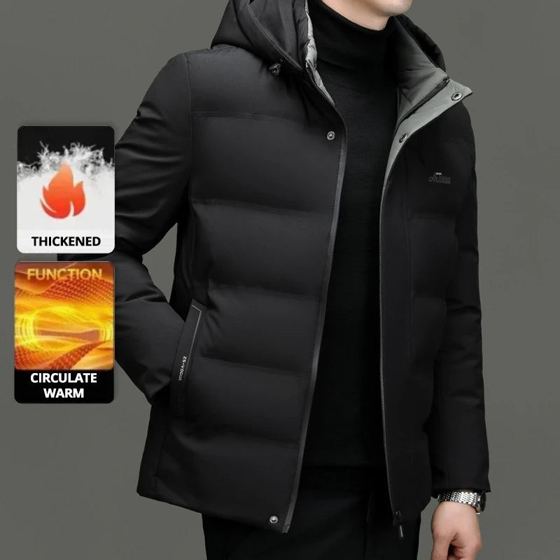 Top Grade Thicken Fashion Hooded Winter Warm Outerwear Designer Business Parka Coat Mens Newest Jacket Windbreaker