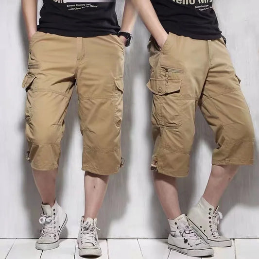 Summer Thin Workwear Cropped Pants for Men with Multiple Pockets Loose Oversized Shorts for Outdoor Wear Sports Casual Shorts