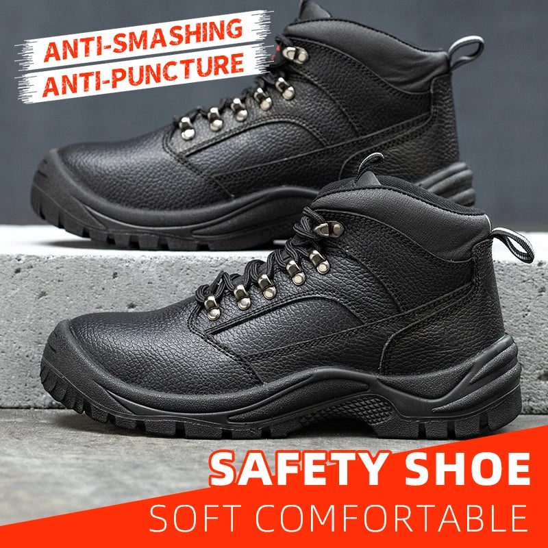 Work Safety Boots for Construction Site, High-top Labor Protection Shoes Men, Anti-smash Anti-puncture Industrial Work Shoes, Lightweight Safety Work Footwear with Steel Toe, Non-slip Wear Resistant Outsole, Comfortable Const