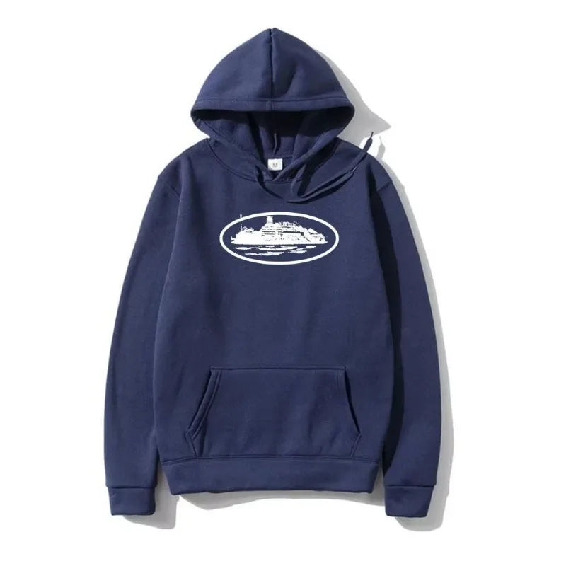Yacht Graphic Black Hoodie Men Women  Nautical Style Casual Hooded Sweatshirt  Sailing Enthusiast Fashion Streetwear Top