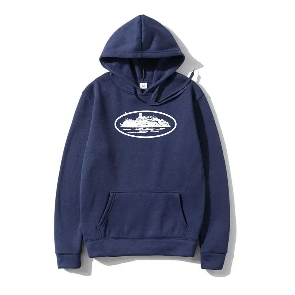 Yacht Graphic Black Hoodie Men Women  Nautical Style Casual Hooded Sweatshirt  Sailing Enthusiast Fashion Streetwear Top
