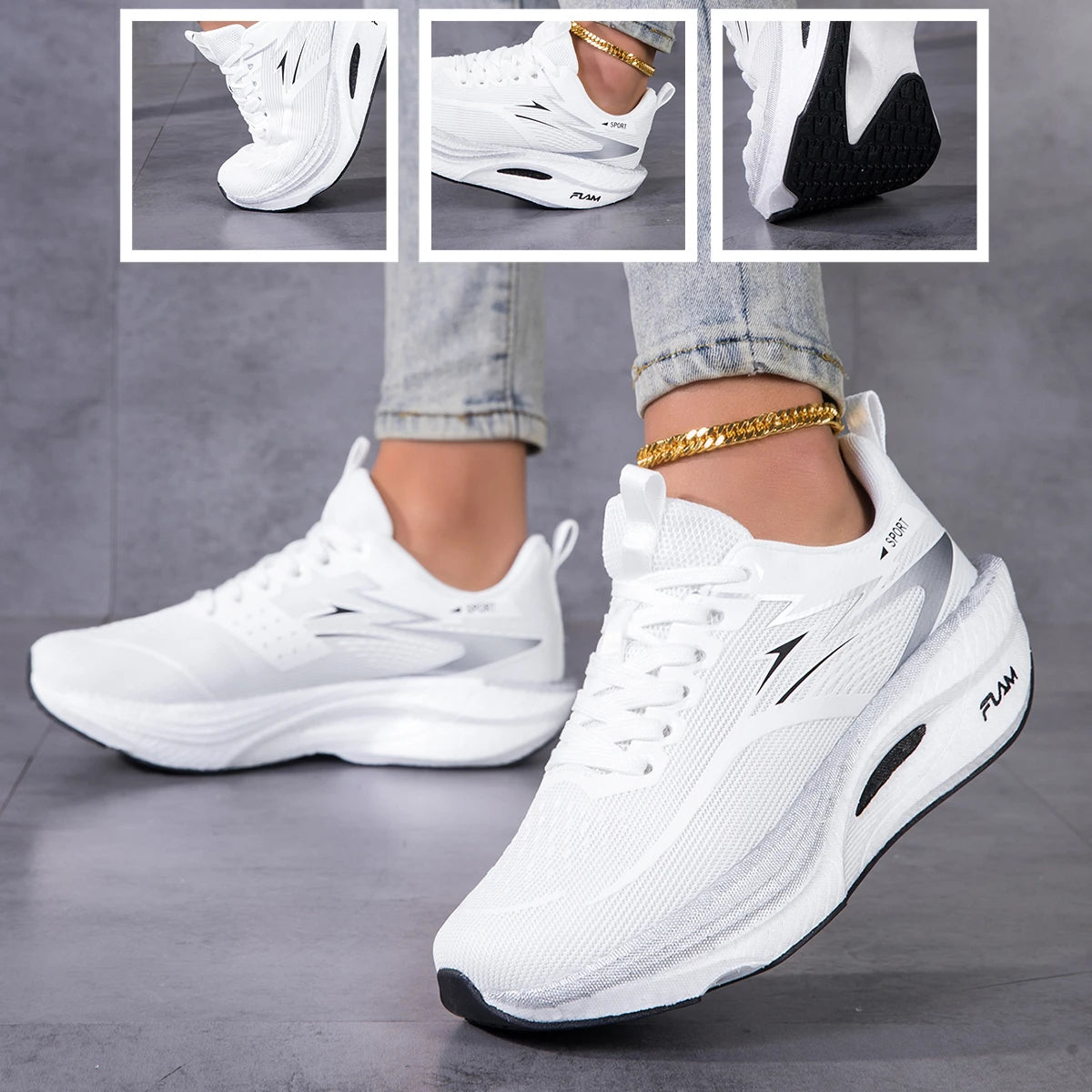 Women Color Block Platform Running Sneakers Breathable Flying Weave Mesh Lightweight Cushioned Non Slip Lace Up Gym Jogging Outdoor Daily Casual Athletic Sports Footwear 2026 New